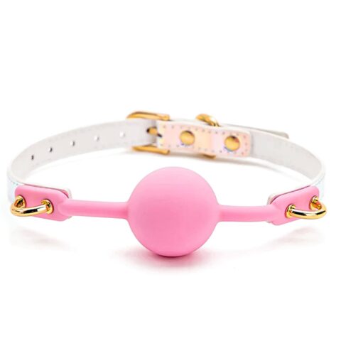 Colorful Silicone Ball Gag with Adjustable Strap – Pastel Bondage Accessory