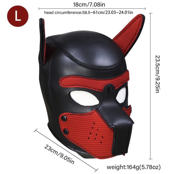 Red and Black Puppy Play Hood with Dog Ears – Pet Play Mask UK