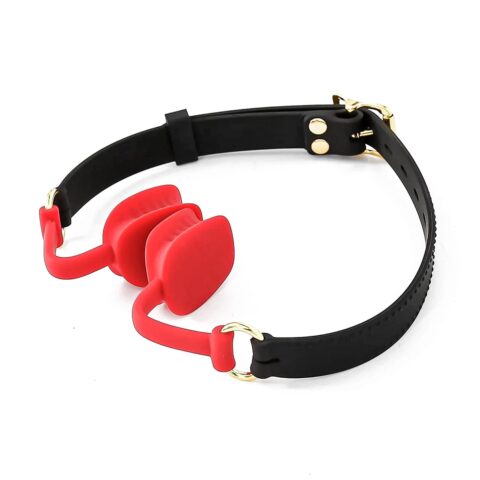 Silicone Bite Gag in red with adjustable strap – BDSM mouth restraint