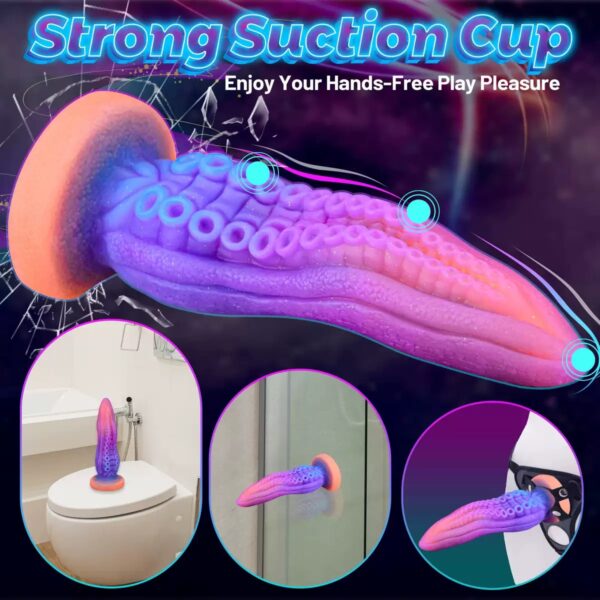 Luminous Tentacle Dildo with suction cup and glowing surface